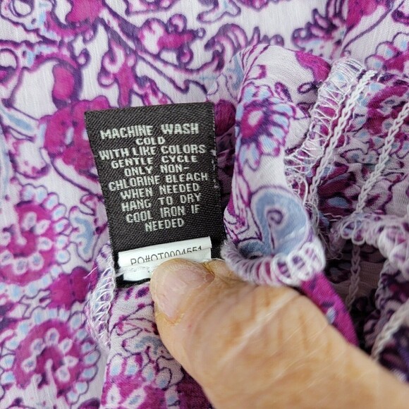 Fever Womens Blouse Top  Large Elastic Smocked Waist Tab Sleeves Sheer Floral - Picture 5 of 16